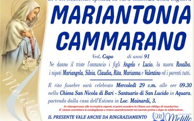 Mariantonia Cammarano 02/10/1931 27/06/2022